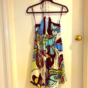Vintage Arden B Silk Patterned Halter Dress